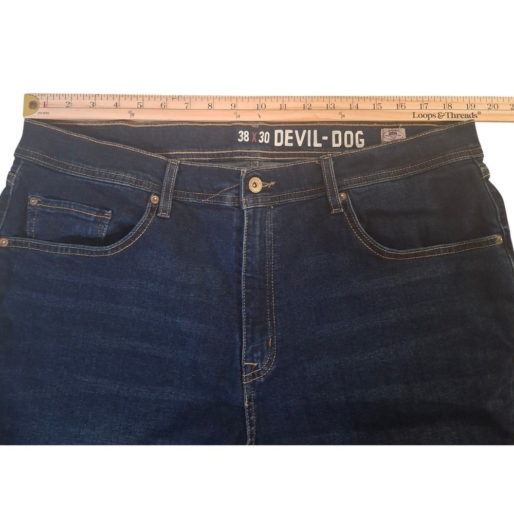 Devil-Dog Dungarees Jeans Mens 38x30* Athletic Slim Fit Dark Wash Indigo denim - Picture 7 of 11